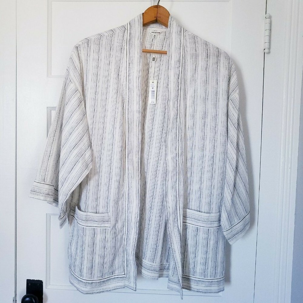 NWT Max Studio Linen Cotton Kimono Stripe Jacket